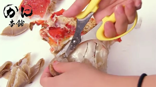 ガニを切り取っている所