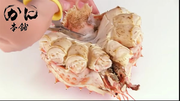 タラバガニのふんどしを切る